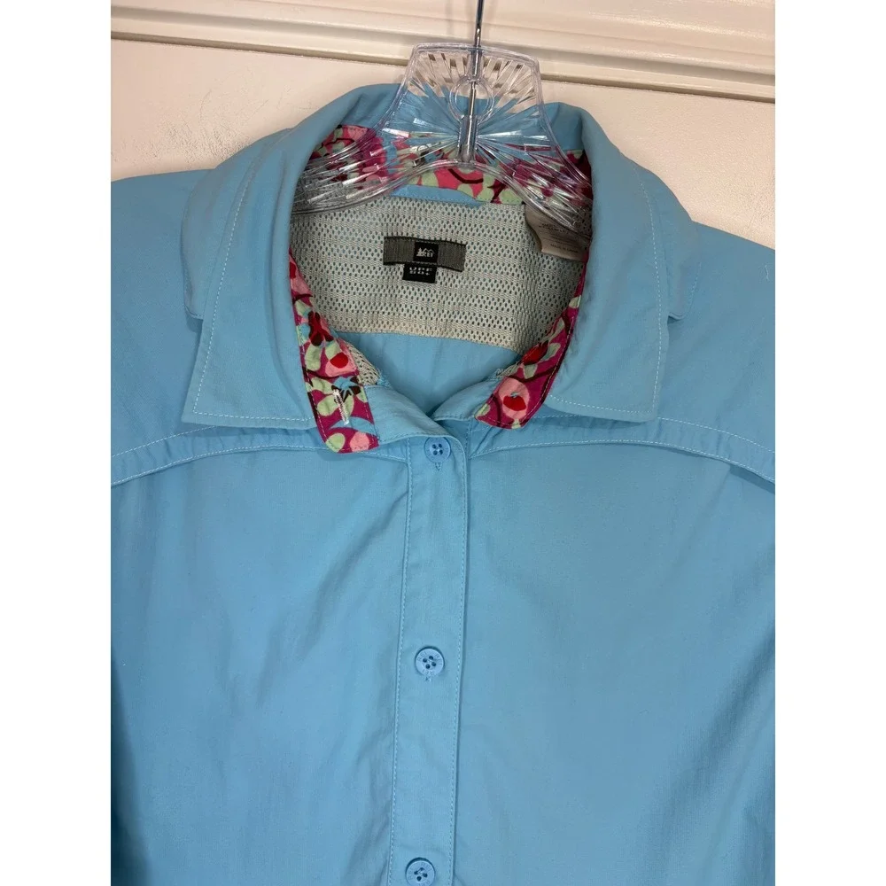 REI Co-op Kids Sahara Long Sleeve Hiking Shirt Blue UPF 50 Girl L 14-16